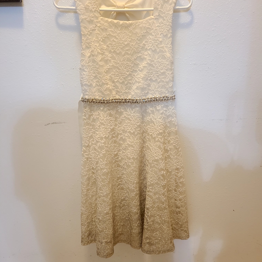 Emily West Cream Lace Formal Dress